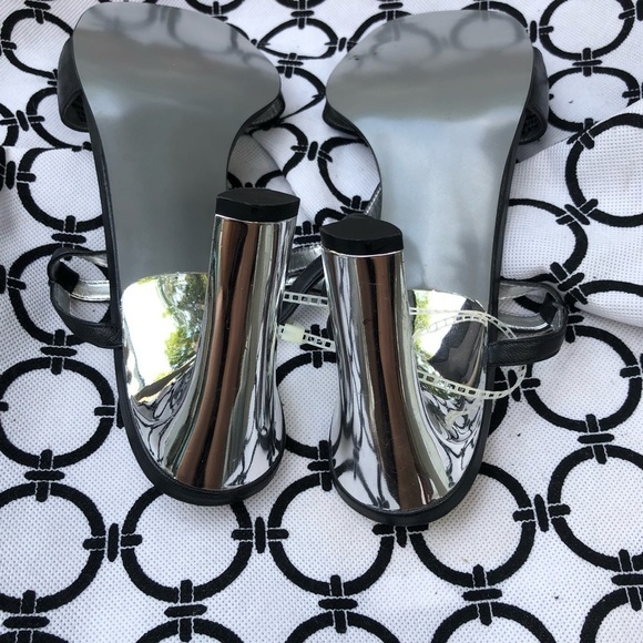 Carlos Santana  size 10  black & silver slingback working zipper detail NWOT - Picture 6 of 10